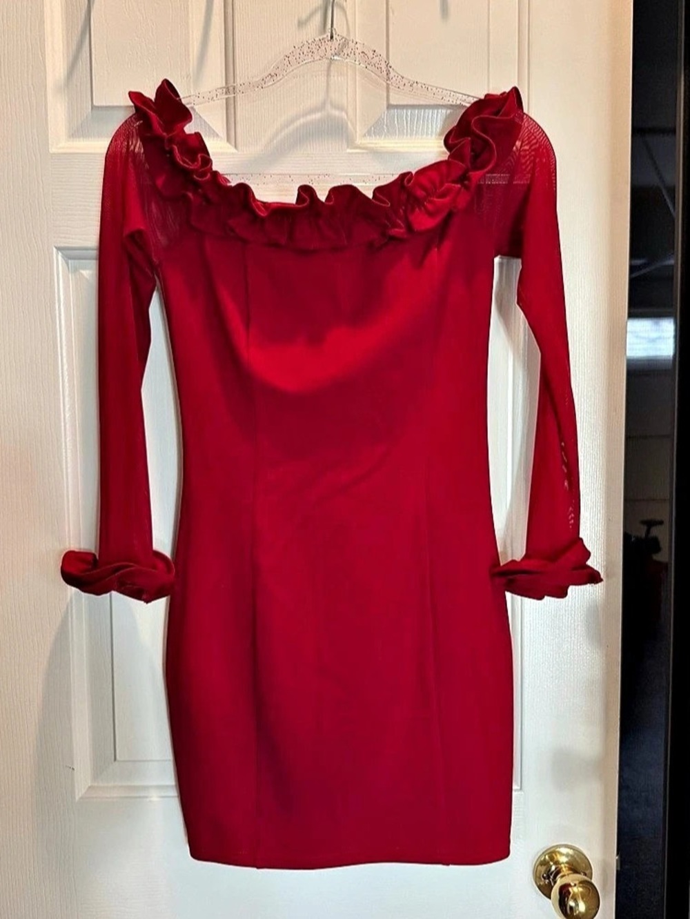 Size small Fashion Nova Ruffle Mini Dress in Red, Like New